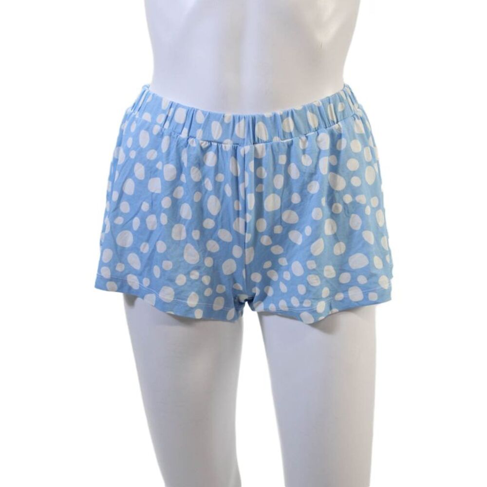Stripe & Stare Womens Polka Dot Elastic Waist Sleepwear Shorts Blue Size S